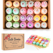 Bath Bombs Gift Set, 24pcs Luxury Bubble Bath Bombs, Organic Natural Essential Oils, Relax and Moisturize Skin, Birthday Xmas Presents for Her, Mum