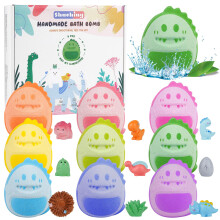 SHUCHING 9 XXL Large Dinosaurs Bath Bombs for Kids with Surprise Inside, Natural Organic Animal BathBomb with Dino Toys for Boys Girls Children