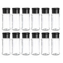Lot de 12 pots à épices en plastique avec couvercle, 100 ml, pour épices, condiments, assaisonnements, poivre et sel _ww-2025