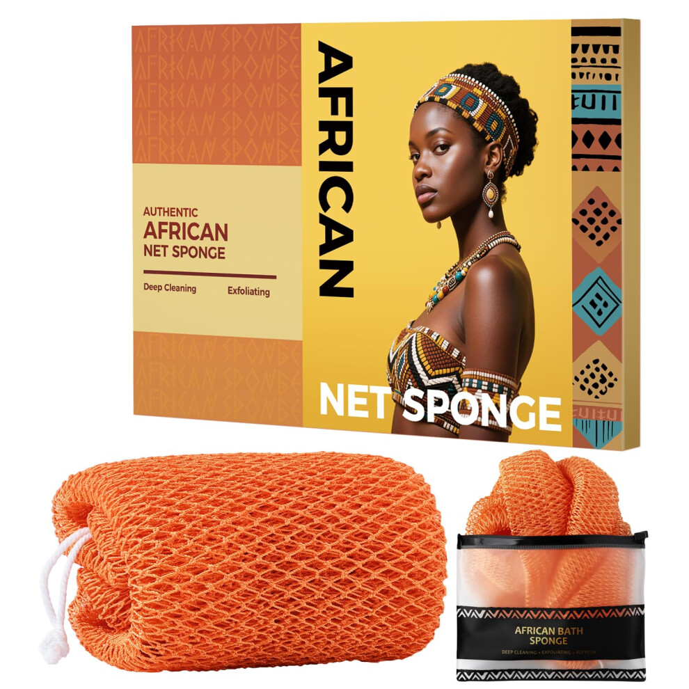 Tcgpro African Net Sponge Authentic - Body Back Scrubber Bath Sponge With Knots - Afro Loofah Exfoliator Wash Cloth