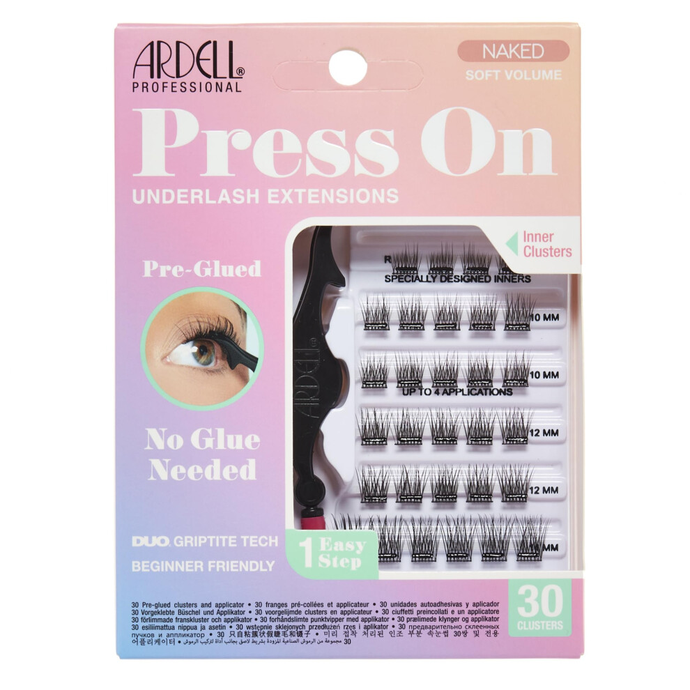Ardell Naked Press On Pre-Glued Underlash Eyelash Extensions, Soft Volume Cluster Lashes Kit
