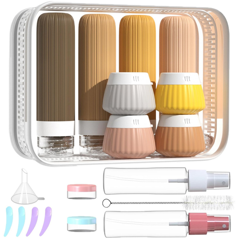 Nuvaconx 18Pack Travel Bottles For Toiletries,Tsa Approved Silicone Travel Containers Jar For Toiletries,Leak Proof Refillable Liqus Shampoo And