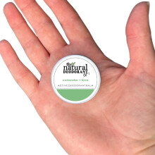 The Natural Deodorant Co. Mini/Sample Size 10g, Coriander & Lime Active Deo Balm, Lasts 10 Days, Effective Protection