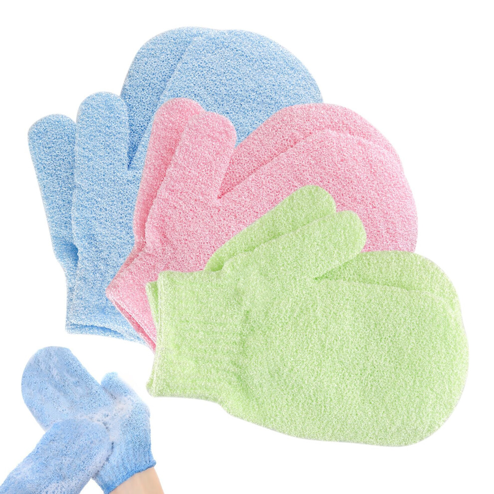 Lafefe Exfoliating Gloves, 6Pcs Bath And Body Exfoliator Mitts, Bamboo Shower Gloves, Scrubs Away Ingrown Hair And Dead Skin, For Shower, Spa