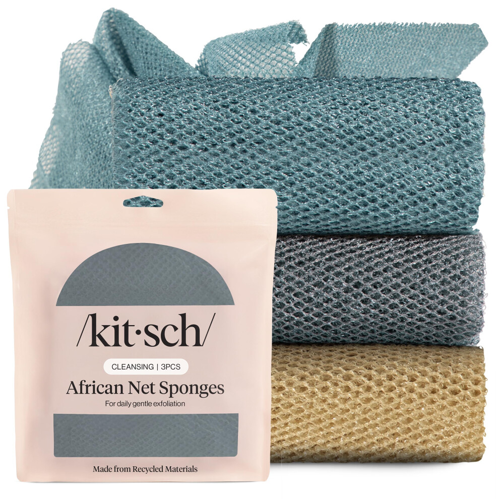 Kitsch African Net Sponge Â Exfoliating Body Scrubber For Cleansing & Gentle Daily Exfoliation Â Stretchable Bath Sponge For Hard-To-Reach Areas