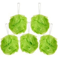 BRUBAKER Cosmetics - Premium Bath & Shower Sponge - Exfoliating Body Pouf - with String for Hanging - 5 Pack - Green