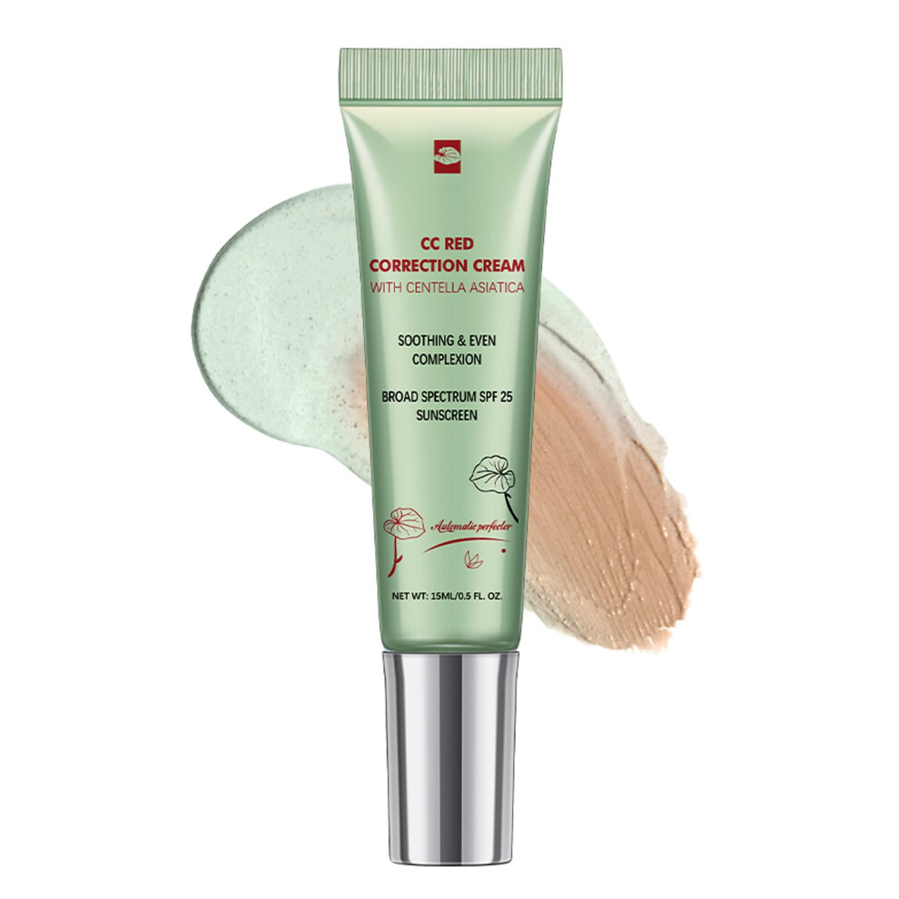 Fashion Base Red Cc Correct With Centella Asiatica, Lightweight Skin Perfector Tinted Moisturiser, Covering Corrector Invisible Pores Face Concealer