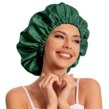 Edoneery Satin Bonnet Silk Bonnet Hair Bonnet for Sleeping-Slouchy Beanie Hat Satin Sleep Cap for Women's Natural & Curly Hair(Blackish Green)