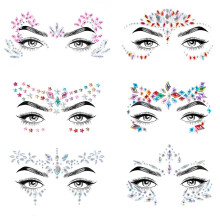 Canvalite 6 Pcs Face Gems for Women Festival, Rhinestone Face Jewels Temporary Tattoos