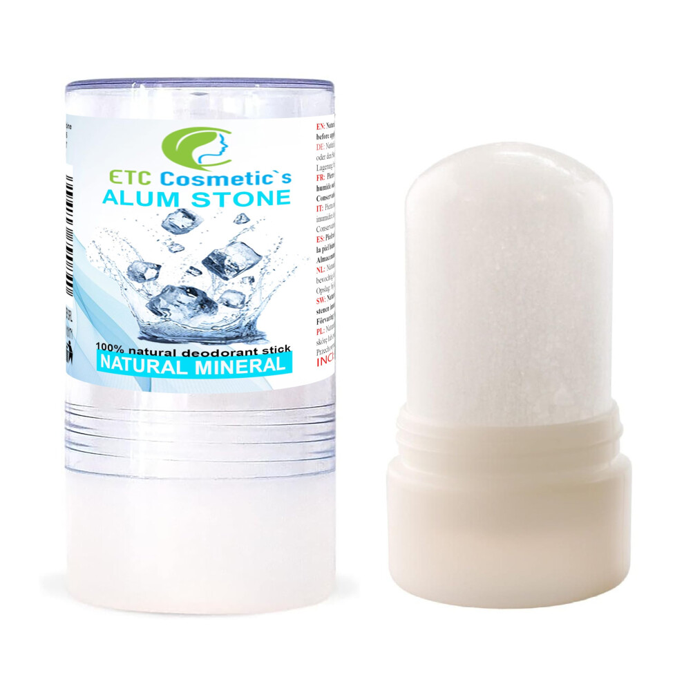Etc Cosmetic`S Alum Stone 115Gr, Natural Mineral Deodorant, Vegan | Has An Antiseptic Effect, Does Not Clog Pores, Aftershave, Can Be Used To Prevent Skin Irritation