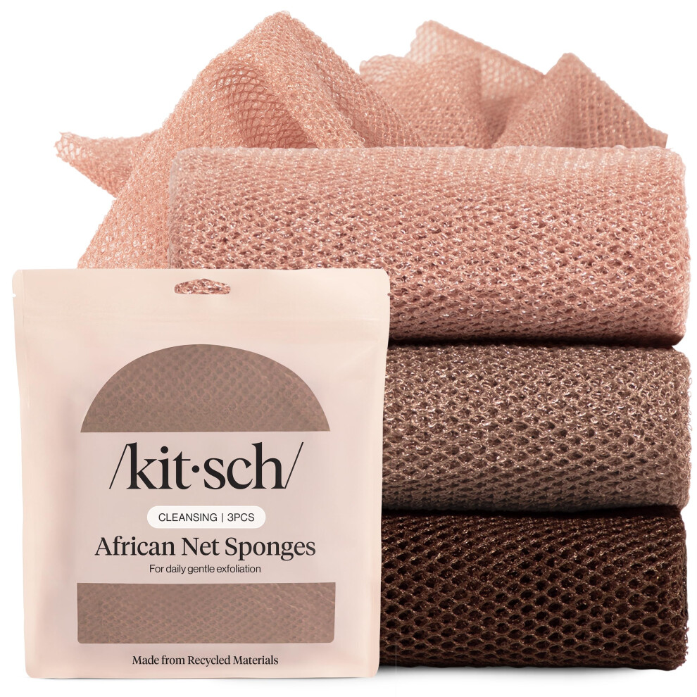Kitsch African Net Sponge Â Exfoliating Body Scrubber For Cleansing & Gentle Daily Exfoliation Â Stretchable Bath Sponge For Hard-To-Reach Areas
