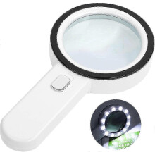 30X Handheld Magnifying Glass with 12 LED Lights, Reading Magnifier