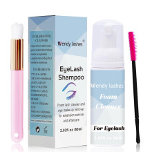 Eyelash Shampoo for Eyelash Extension Cleanser 60ml Eyelash Foam Cleanser Lash Cleanser Makeup Remover with Soft Brush and Eyelash Mascara Wand