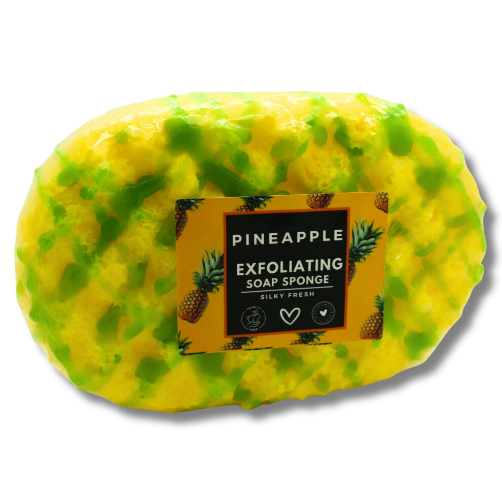 Rainbow Sensation Exfoliating Soap Filled Scented Sponge | Deep Cleansing,Shower Body Scrubber, Gentle Exfoliation, Skin Care,Vegan Friendly (Pineapple Juice)