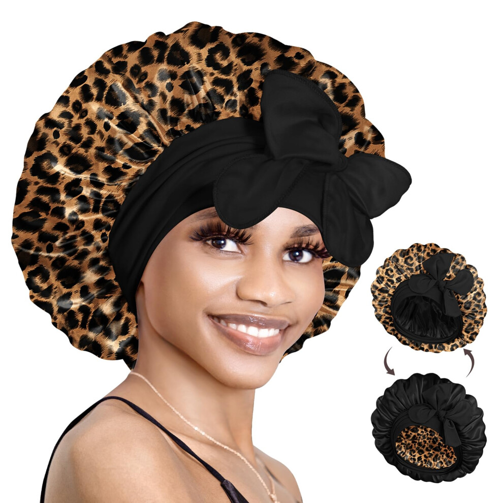 Bonnet Queen Silk Bonnet Reversible For Sleeping For Curly Hair, Double Layer Sided Satin Bonnet For Women & Men