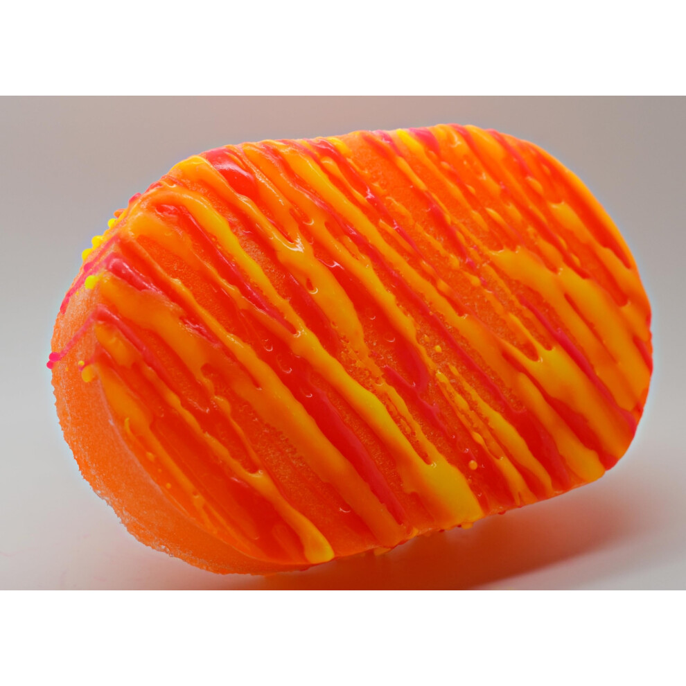 Rainbow Sensation Exfoliating Soap Filled Scented Sponge | Deep Cleansing,Shower Body Scrubber, Gentle Exfoliation, Skin Care,Vegan Friendly (Sweet Orange)