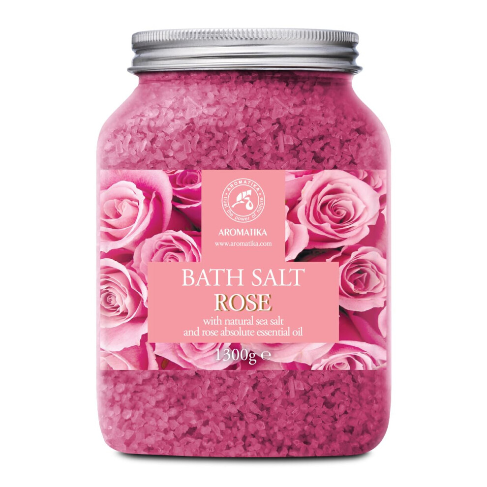 Aromatika Trust The Power Of Nature Rose Bath Salts 1300G - Natural Rosewood Oil & Rose Extract - Best For Relaxing - Good Sleep - Beauty - Bathing - Body Care - Wellness - Relax