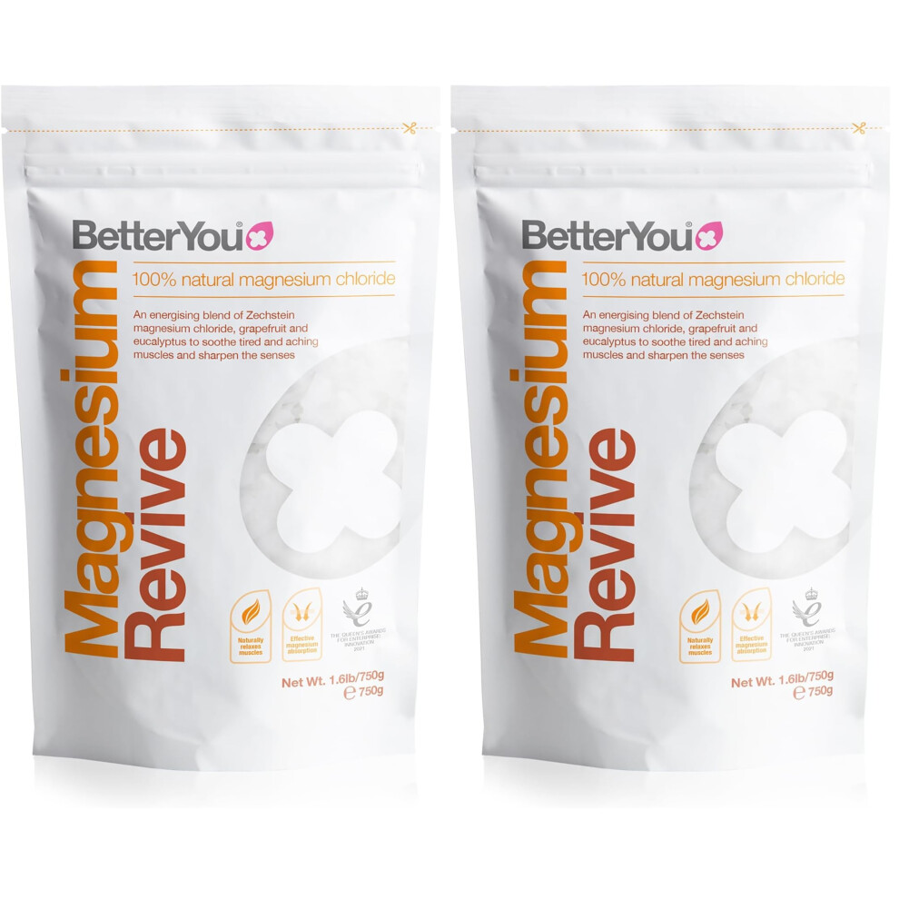 Betteryou Revive Bath Flakes, Blend Of Pure Zechstein Magnesium Chloride With Restorative Essential Oils