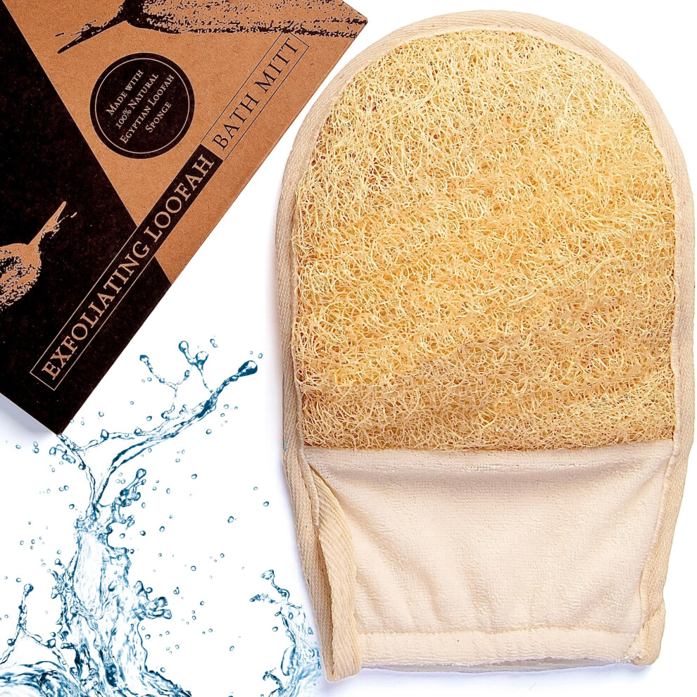 Lindissima 100% Natural Loofah Mitt, [Uk Brand] Exfoliating Mitt Made With Eco-Friendly Egyptian Loofa Sponge, Body Exfoliator Luffa Glove For Shower And Bath