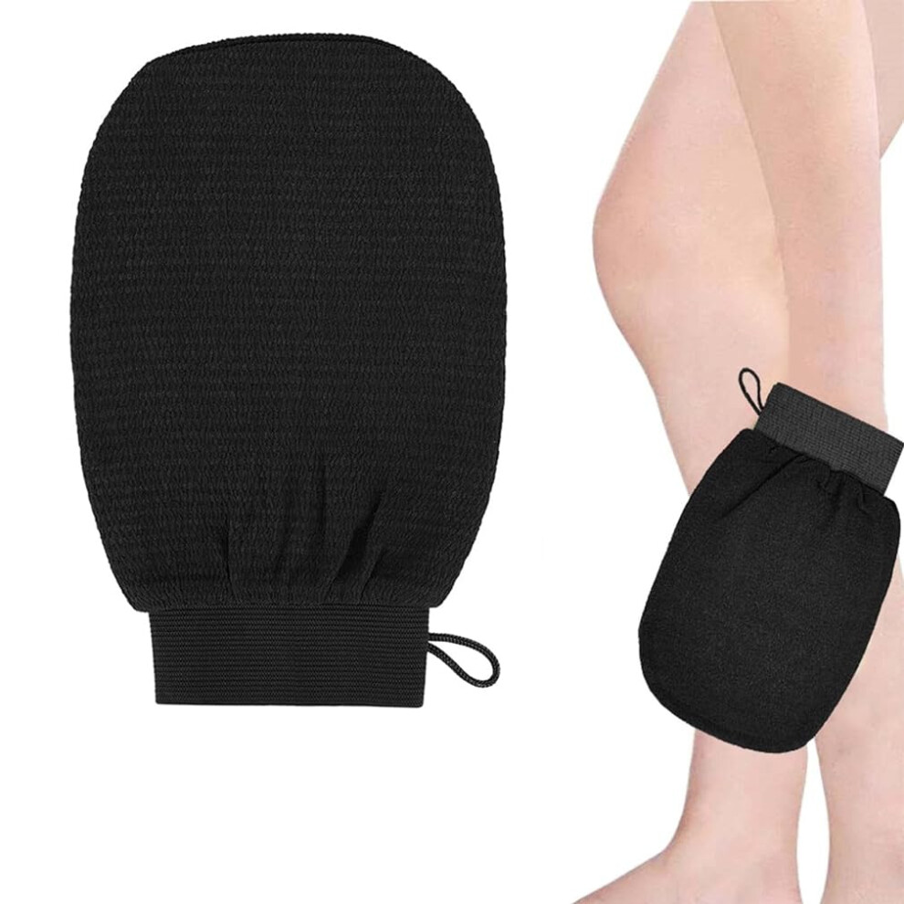 Chenqi Black Exfoliating Gloves, Bath Spa Exfoliating Mitts Body Scrubber For Removing Dirt And Dead Skin, Body Scrub Glove For Women And Men (Black)