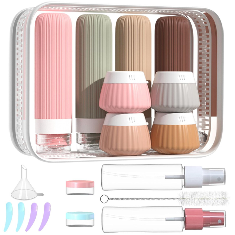 Nuvaconx 18Pack Travel Bottles For Toiletries,Tsa Approved Silicone Travel Containers Jar For Toiletries,Leak Proof Refillable Liqus Shampoo And