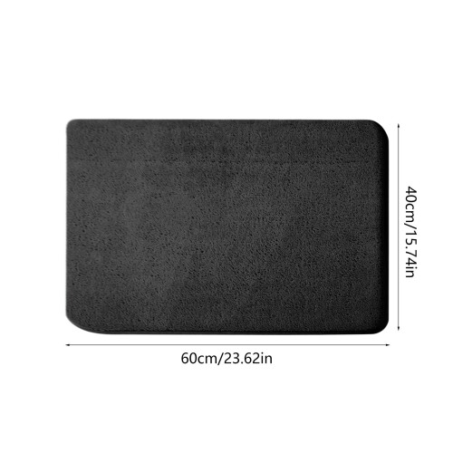 Black Polyester Floor Rug 60x40cm 2