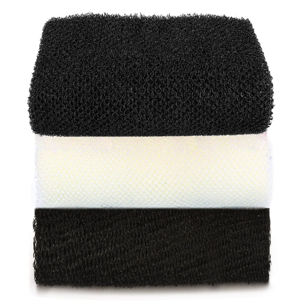 Toced 3Pcs African Body Exfoliating Net, African Bathing Sponge, Body Deep Cleaning Wash Long Scrub