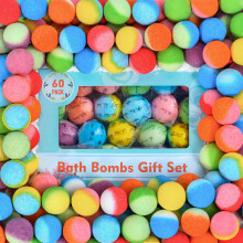 60 Pcs Bath Bombs Set - Massive Quantity Natural Bath Bombs for Kids/Women/Men Individually Wrapped Handmade Organic Bath Supplies Relaxing Kit