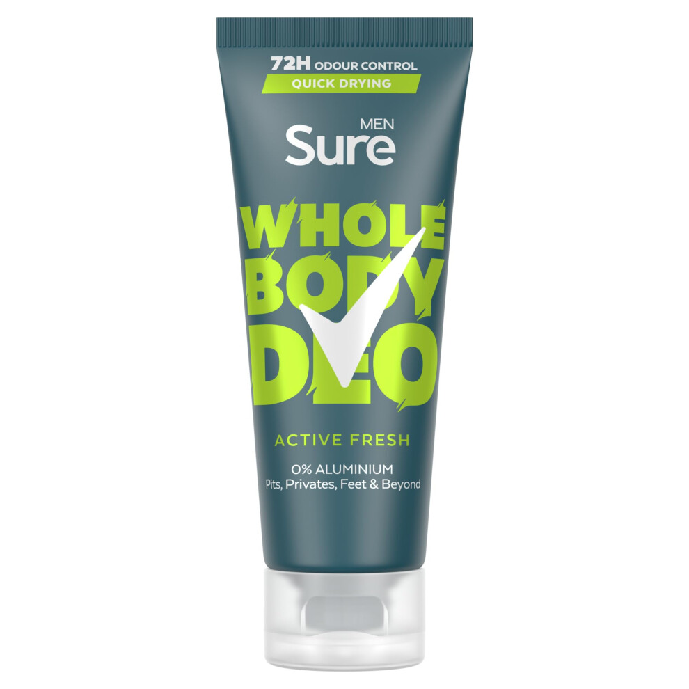 Sure Men Active Fresh Whole Body All Over Body Deodorant With A Citrus & Woody Fragrance And 72 Hour Odour Control 75Ml Cream