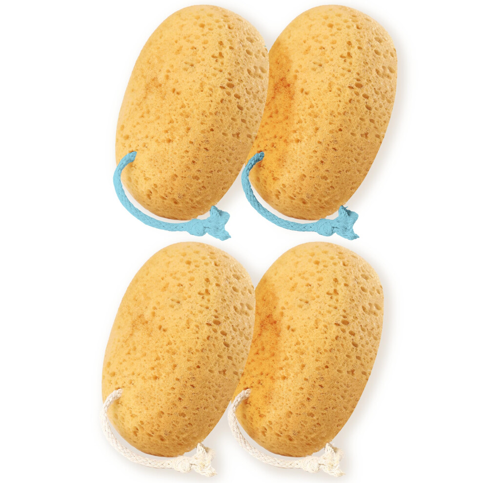 Azymi Bath Sponges For Shower, 4-Pack Sponge Bath For Women Men, Exfoliating Sponge Body Puff With Dense Foam For Gentle & Deep Cleansing