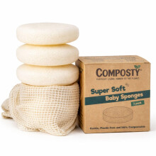 Composty | Natural Baby Sponges | 3 Pack | Soft Bath Sponge for Newborn Babies | Gentle, Sustainable & Reusable Konjac Sponge