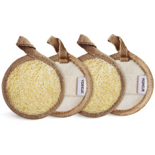 YIQINGJIE Natural Loofah Exfoliating Face Scrubber (4Pack), Facial Scrubber Loofa Pads,Clean Blackheads Without Hurting The Skin