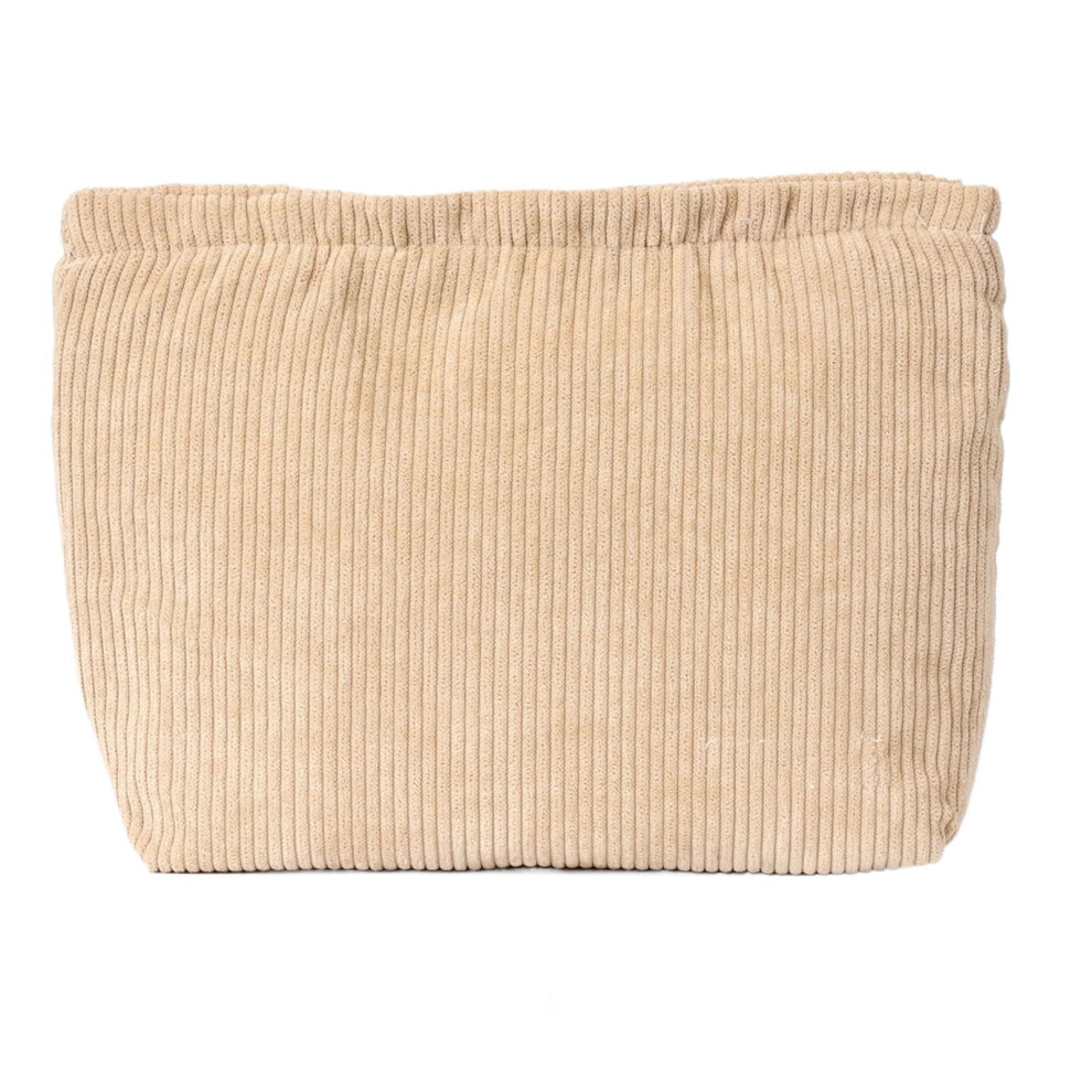 Mythosurge Small Makeup Bag For Purse, Travel Cosmetic Bag Makeup Pouch Corduroy Portable Versatile Zipper Pouch For Women (Khaki)