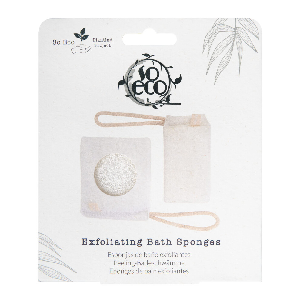 So Eco Exfoliating Bath Sponges - 2-Pack Vegan & Cruelty-Free Body Wash Sponges, Dual-Sided Exfoliating Bath & Shower Sponges For Smoother Skin
