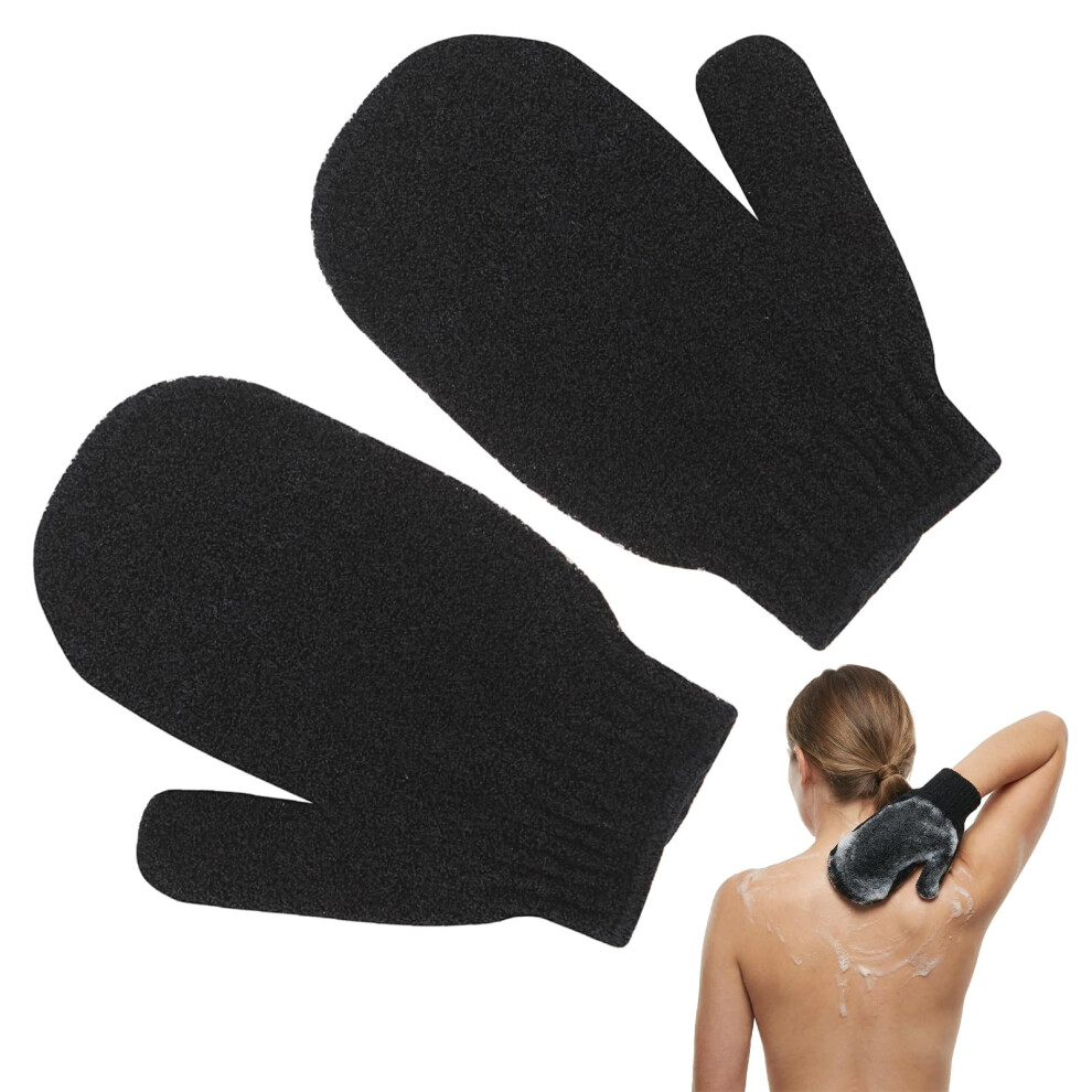 Lafefe Exfoliating Gloves, 2Pcs Bath And Body Exfoliator Mitts, Bamboo Shower Gloves, Scrubs Away Ingrown Hair And Dead Skin, For Shower, Spa