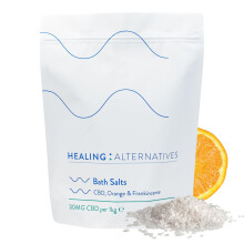 Healing Alternatives CBD Bath Salts, 1kg | Orange & Frankincense Dead Sea Salts | 30mg Broad-Spectrum CBD with 21 Minerals | Joint Mobility