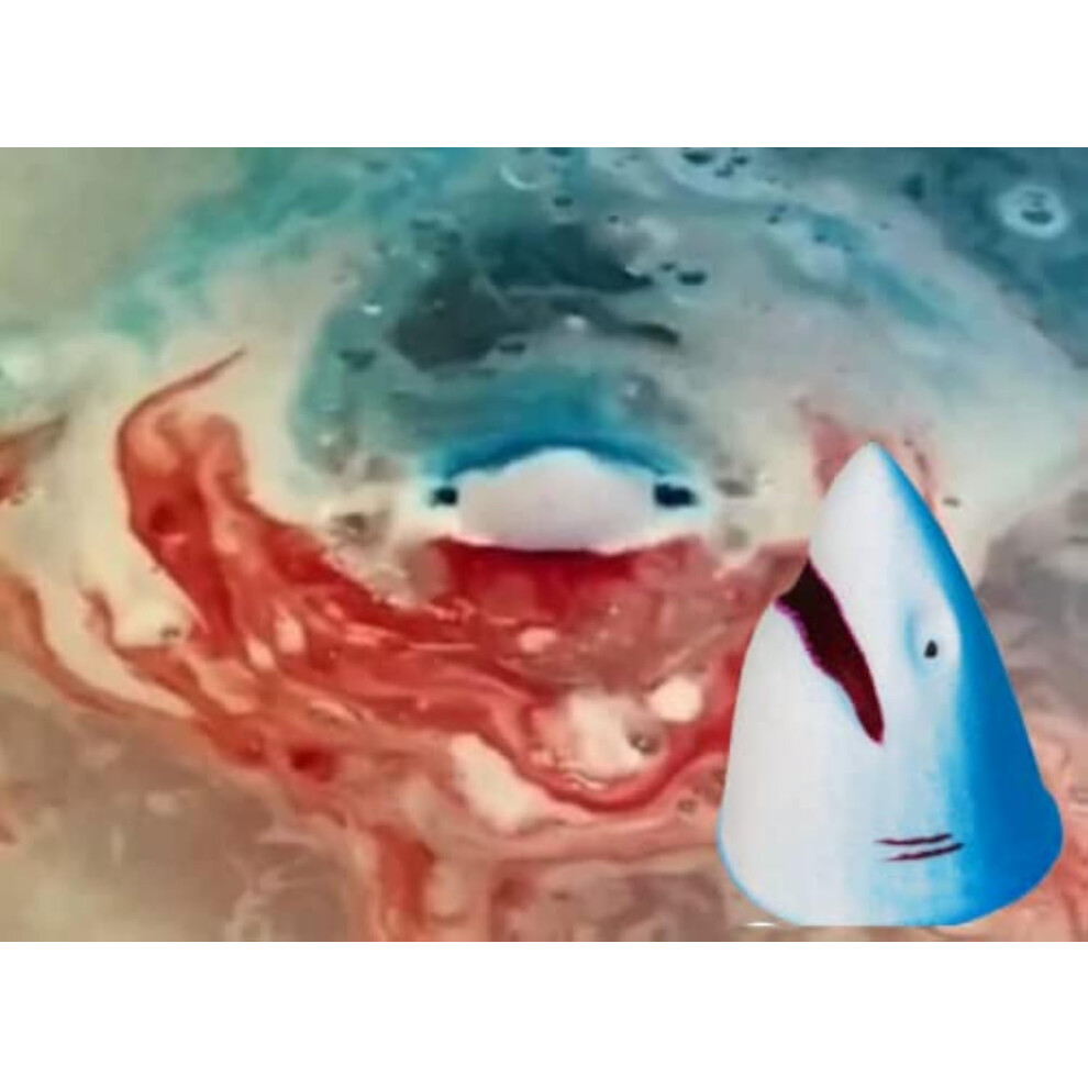 Elegance Natural Skin Care Blue/Red Shark Attack Bath Bomb Vegan Approved Jaws Fizzer Bleeding Shark Bite Fun Unique Gift Blood Boys Kids Girls Children Made In The Uk