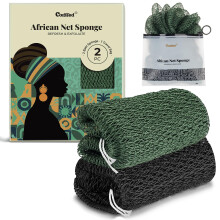 CORATED 2pcs African Exfoliating Net Sponge - Bath & Shower Net Sponges, Scrubbing Net Body, Beauty Skin Cleaning for Shower SPA Massage