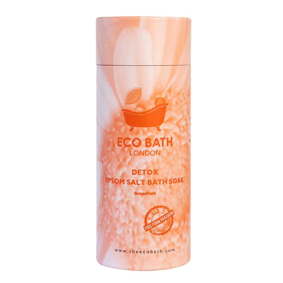 Eco Bath London Detox Epsom Salt Bath Soak - Tube 1Kg, Magnesium Bath Salt Infused With Grapefruit Essential Oil