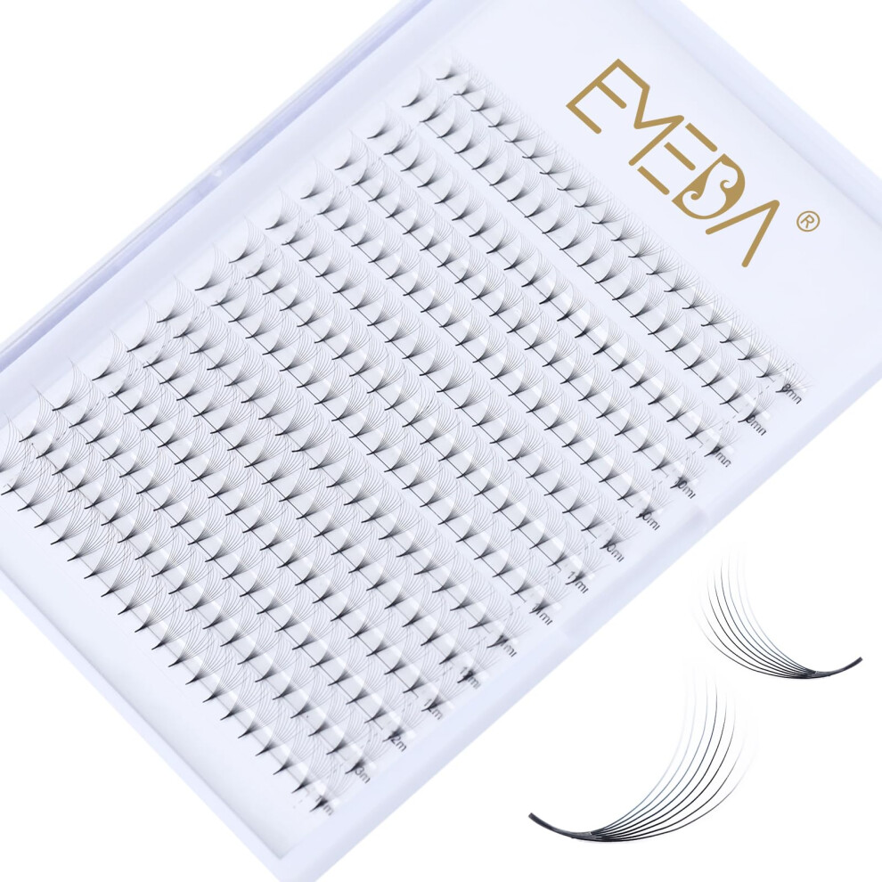 Emeda 280Pcs 8D Pre Made Fan Eyelash Extensions D Curl 0.07Mm Mixed 8-14Mm 8D Russian Volume Lash Extensions Premade Lash Fans 8D Cluster Lashes 0.07 D