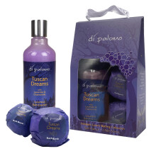 Di Palomo Tuscan Dreams Indulgent Luxury Bathing Collection - 300ml Bathing Bubbles 2 Bath Fizzers with Lavander & Chamomile Relaxing Gifts for Women