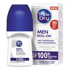 Triple Dry Men | Fragrance-Free Anti-Perspirant Roll On 50ml | 100-Hour Protection Against Excessive Sweating | Fights Odour | Triple Active Formula