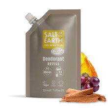 Salt of the Earth - Natural Deodorant Roll On Refill Pouch, x3 Uses - Amber & Sandalwood - Vegan, Long Lasting Protection, Leaping Bunny Approved