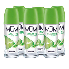 Mum Sensitive Aloe Vera Roll On Deodorant, 48 Hours Plus Protection, Alcohol Free for Sensitive Skin Womens Mens Deodorant, Anti-Perspirant, Vegan
