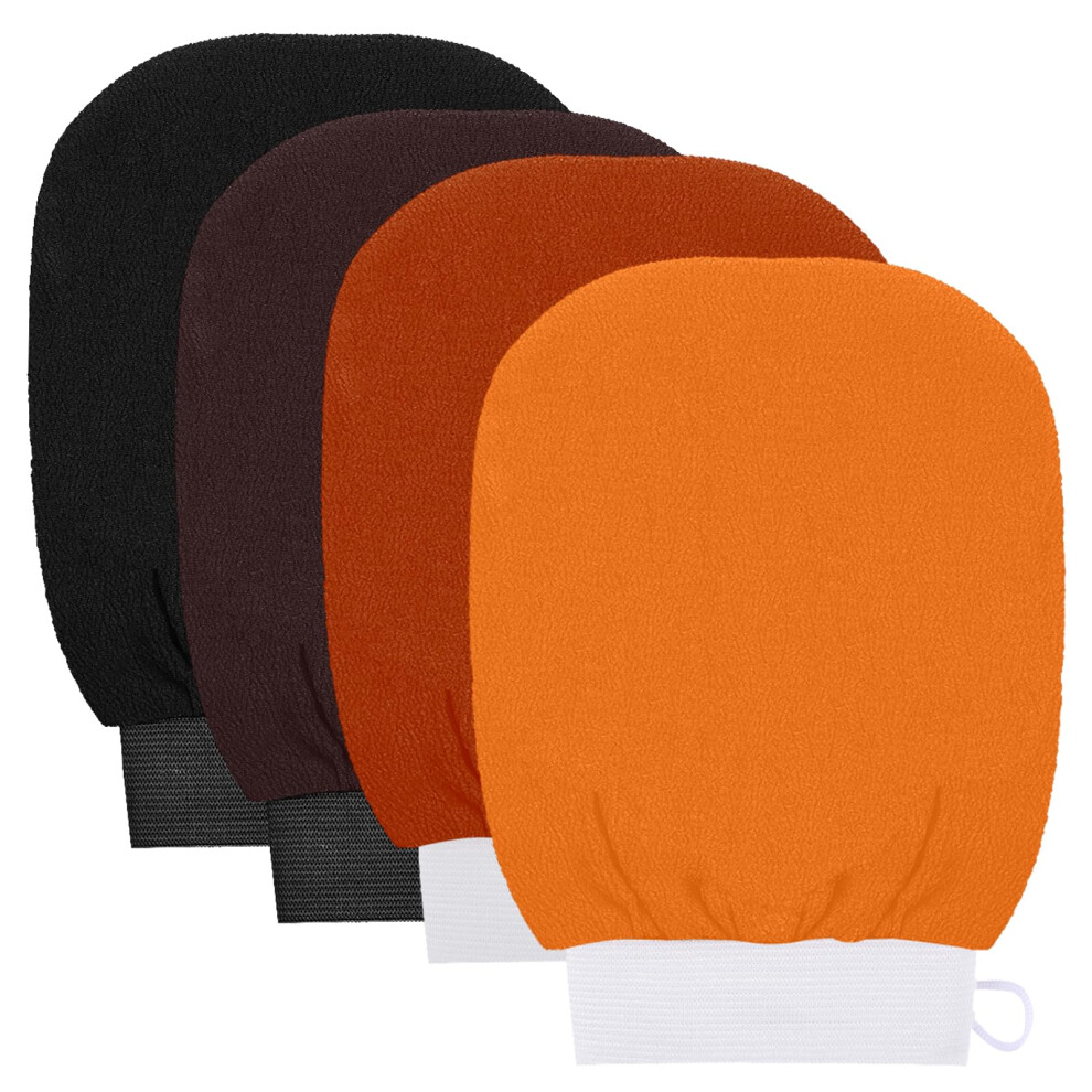 Kuou 4 Pcs Exfoliating Gloves, Exfoliation Scrubbing Mitt Deep Body Exfoliating Glove Dead Skin Remover Shower Body Scrub Gloves For Women And Men, 4 Color