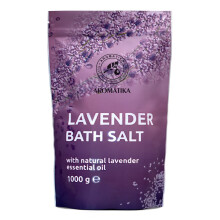 AROMATIKA Bath Salt with Lavender Essential Oil 1000 g – 100% Pure Natural Bath Salts – Relaxing Bath Soak for Body Care & Stress Relief