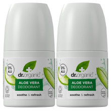 Dr Organic Aloe Vera Deodorant Pack of 2 x 50ml - Roll On, Aluminium Free, Natural Deodorant, Vegan, Paraben & SLS-Free, Certified Organic, 50ml
