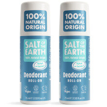 Salt of the Earth - 2 Pack Natural Roll On Deodorant Bundle (2 x 75ml) - Effective Protection, 100% Natural Origin Ingredients, Vegan Unisex Roll On