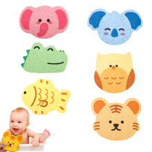 Benaewa 6 Pcs Baby Bath Sponge Set, Adorable Cartoon Animal Shaped, Soft & Gentle Kids Bath Sponges