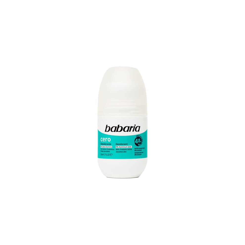 Babaria - Rollon Deodorant 0% Aluminium Salts - Sensitive Skin Deodorant - Antiperspirant - 200 Ml